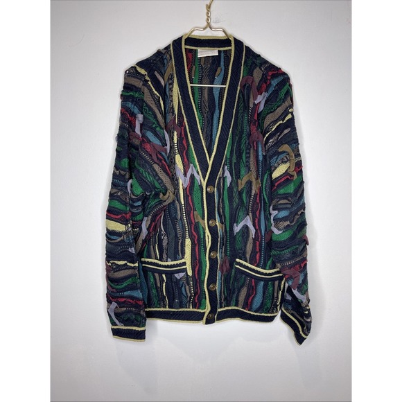 COOGI Other - Coogi Australia Cotton Blue Green Cardigan Sweater XL